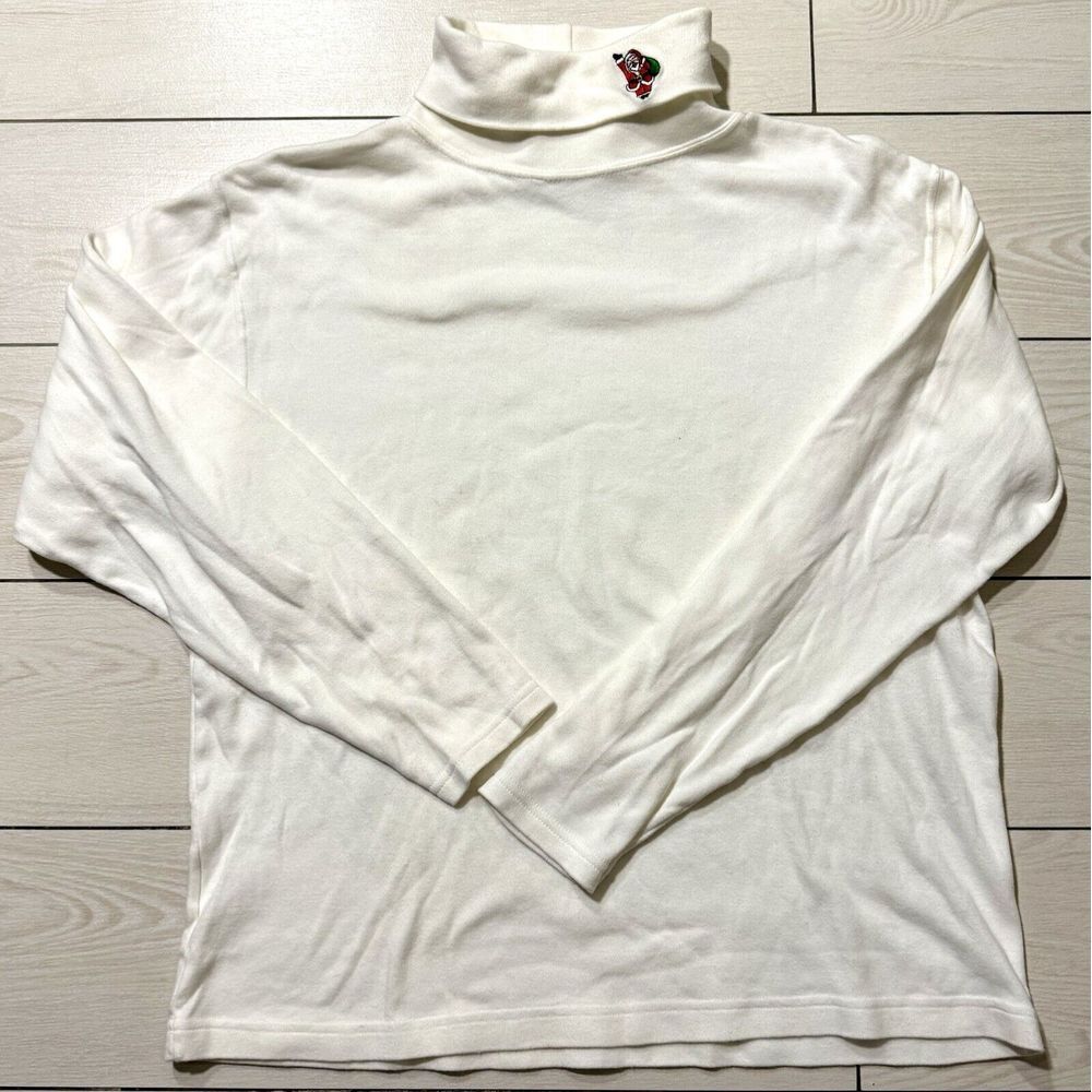 alexandra bartlett womens turtle neck white sweater size Large Christmas Santa‎